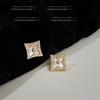 Elegant French Seashell Four-Leaf Flower Stud Earrings - Luxurious, Versatile, High-End Design for Women