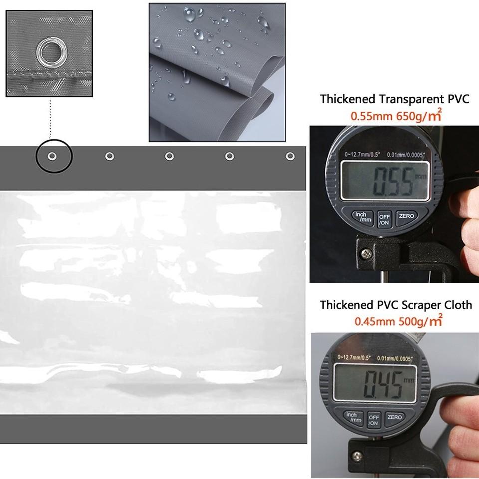 Outdoor Clear PVC Tarp Curtain Waterproof Heavy Duty Patio Rainproof Curtain