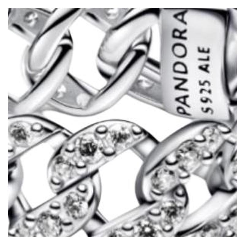 Pandora PAVÉ pavé Cuban chain shape 925 silver ring women's silver 193557C01