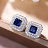 European and American Simple Earrings, Fashionable Classic Women's Square Zircon Copper Stud Earrings, Supply