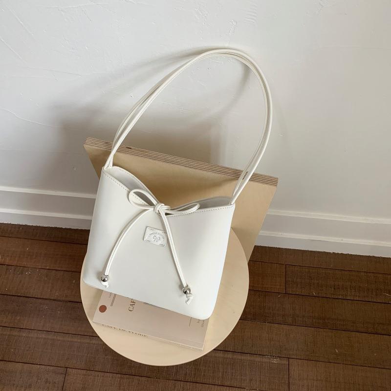 Summer new niche texture bucket bag women's versatile fashion underarm shoulder bag bow bag