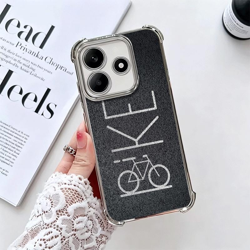 Bicycle Bike Sports Plating Phone Case For Xiaomi Redmi Note 14 15 Pro Plus 13 12 11 11S 11T 10 9S 9 5G Anti-Fall Airabag Cover