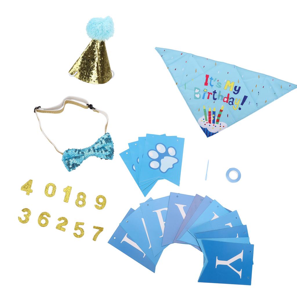 Dog Birthday Party Supplies Scarf Birthday Hat Happy Birthday Banners Dog Paw Balloon Dog Birthday Set