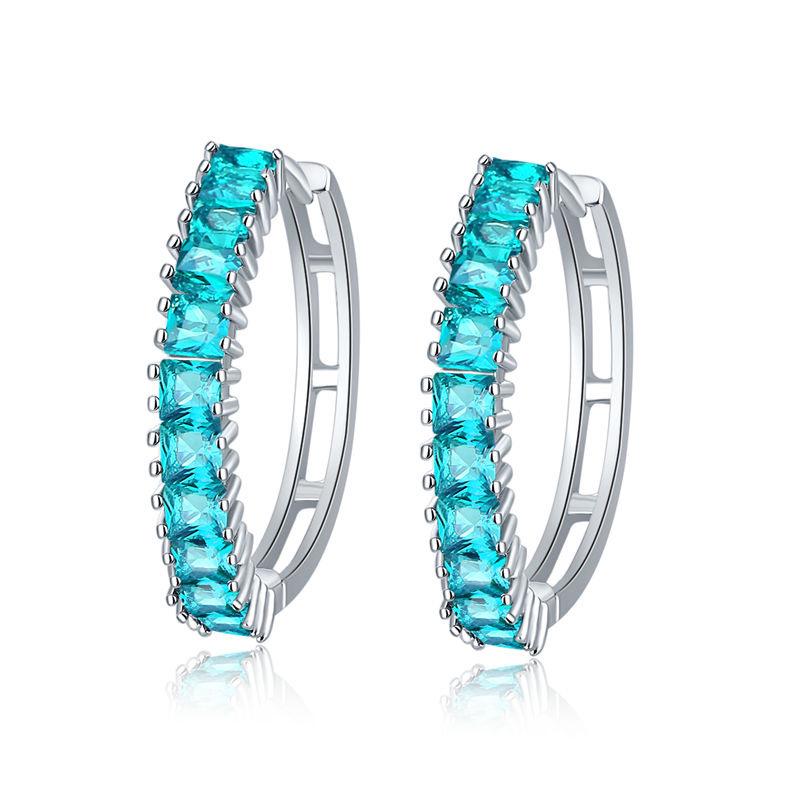 Women Fashion Simple Circle Hoop Earrings Fashion Crystal Metal Round Earrings