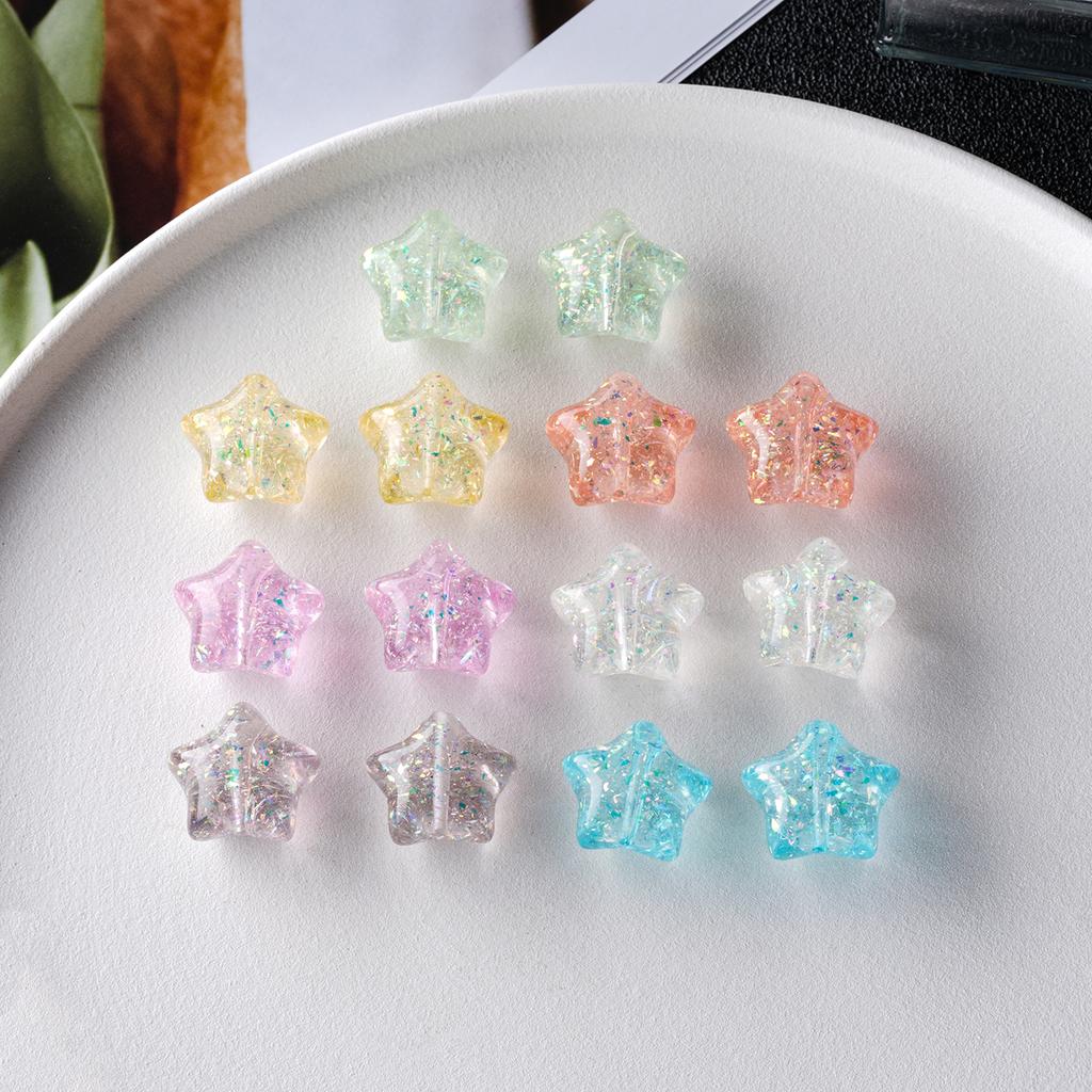 1pc 20.5x22.5mm Cute Star Crackle Beads Loose Spacer Resin Beads For Jewelry Making Charm Beads DIY Bracelets Necklaces