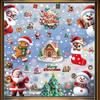 3D Christmas Window Stickers Electrostatic Cling with Santa Claus Snowman Snowflakes for Home Office Party Decor Reusable