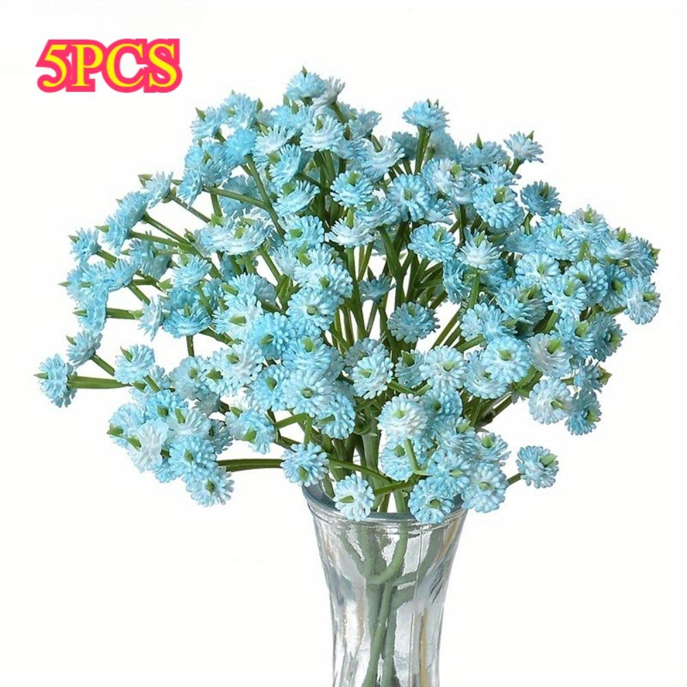5 Bunches of Artificial Baby's Breath,Realistic Touch Faux Gypsophila, Artificial Flowers for Outdoor Wedding Decorations
