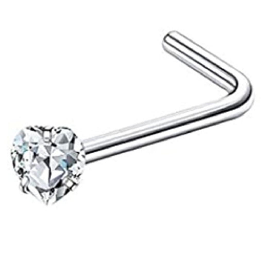 Stainless Steel Zircon Nose Stud Star-shaped Right Angle Titanium Nose Piercing Jewelry