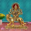 Kovová soška Durga Maa, Sherawali Ambe Maa Murti, Výška 20 cm, Zlatá Antická