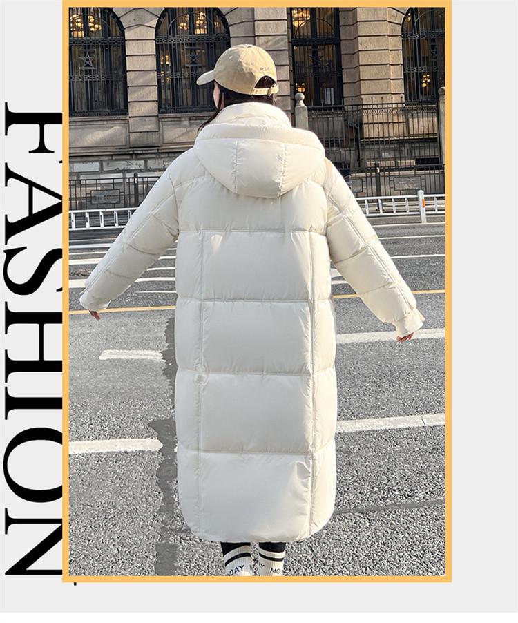 Women's Loose Fit Hooded Mid-Length Down Cotton Coat - Korean Style, Plus Size, Thickened Winter Outerwear