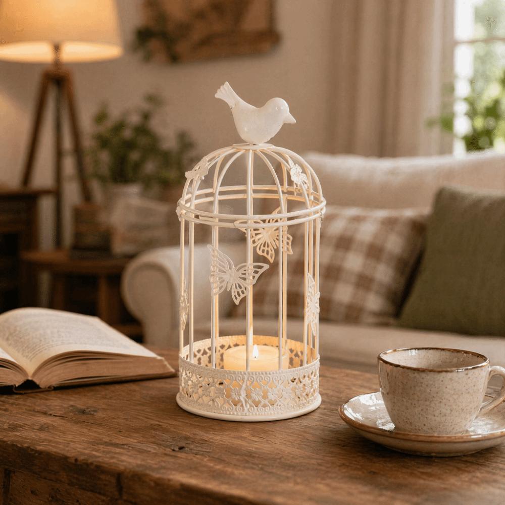 Iron Hollow Birdcage Candle Holder Birdcage Café Bar Desktop Candle Stand  Café Interior