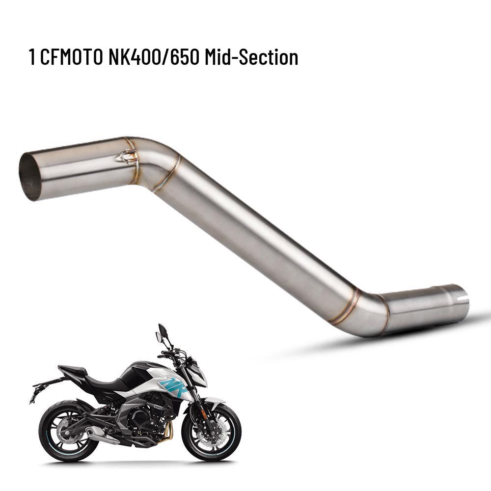 CFMOTO NK400/NK650 Stainless Steel Silencer Exhaust Pipe with Backpressure Drum.