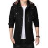 Men's Mid-Length Fleece-Lined Windbreaker: Warm Thick Cotton-Padded Hooded Jacket for Autumn & Winter
