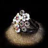 2026 Fashion Jewelry Color Zircon Black Gold Flower Three-piece Ring Necklace Earrings Women's Jewelry