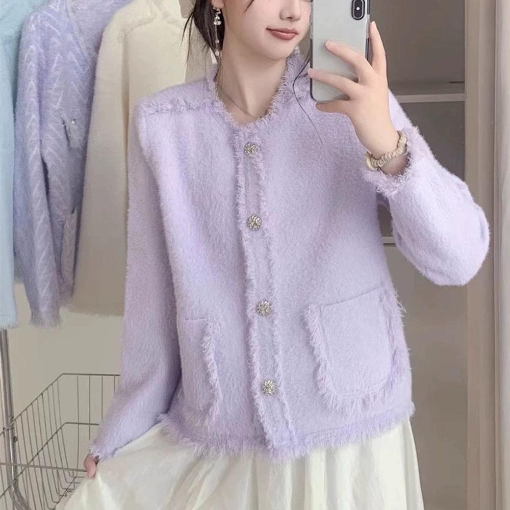 

Женская осенне-зимняя одежда, имитация норки, толстая шуба, ветровка, куртка для женщин, верхняя одежда для отдыха, модная одежда OneSize фиолетовый