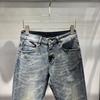 JYL Mens Jeans  All-over Print American Vibe Loose Wide Leg Denim