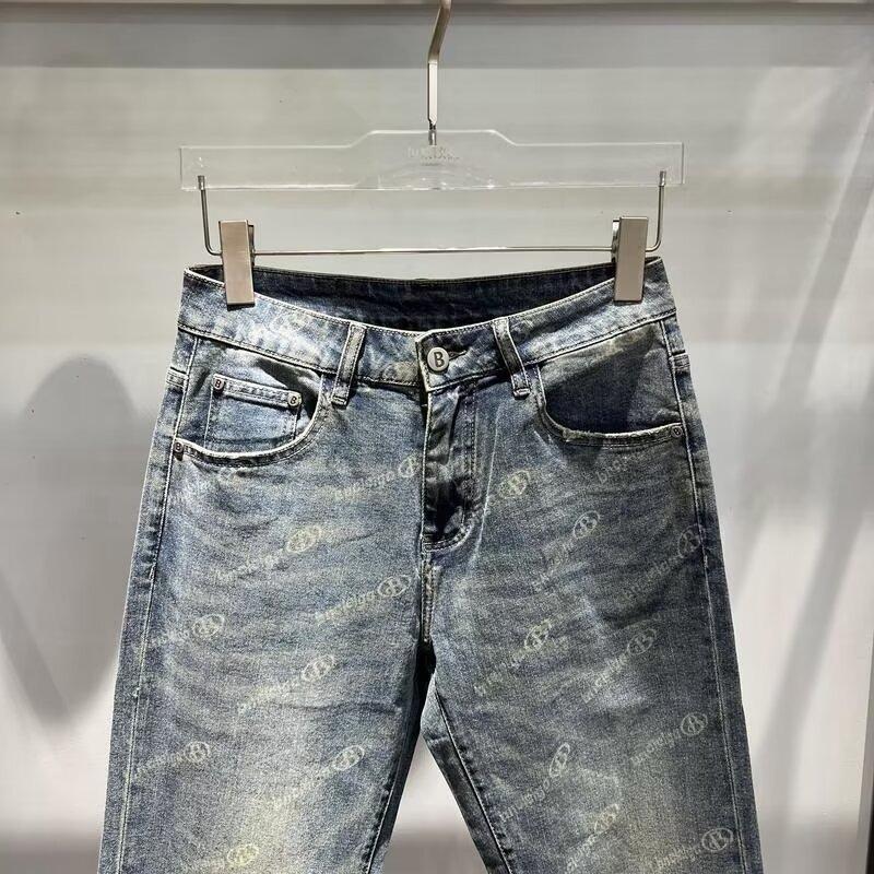 JYL Mens Jeans  All-over Print American Vibe Loose Wide Leg Denim