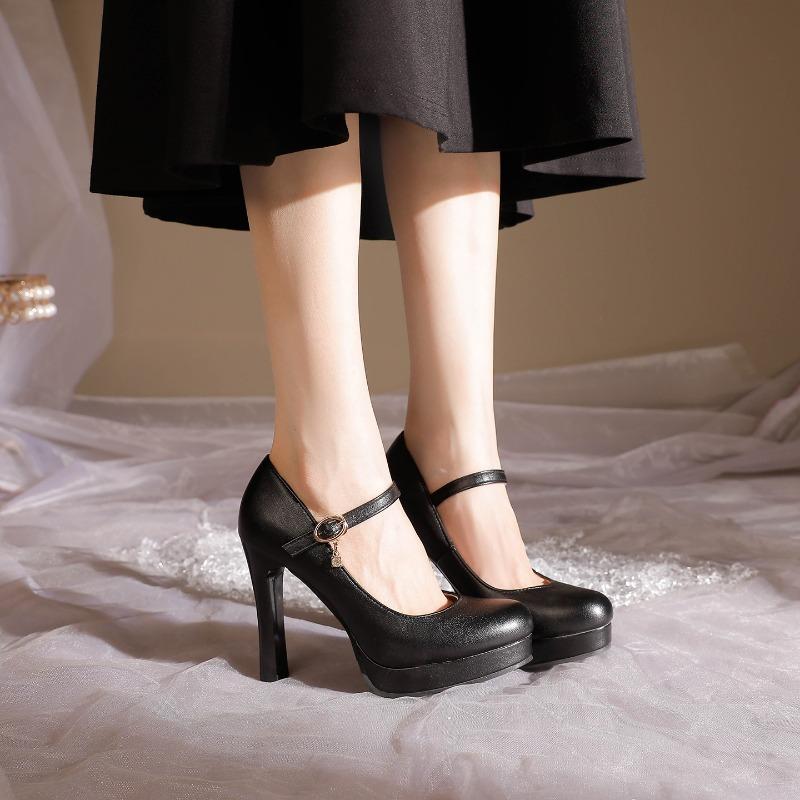 Fashion Spring and Autumn High Heels Women's Platform Pointed Toe Leather Shoes Stiletto Single Shoes