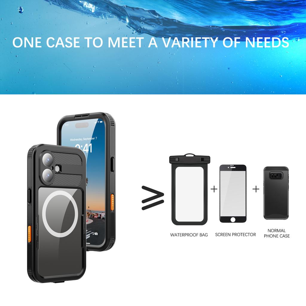 REDPEPPER For iPhone 17 IP68 Waterproof Case Clear Back Phone Cover Compatible with MagSafe