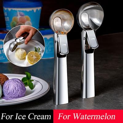 1 pièce Cuillères à Glace Piles Acier Inoxydable Pelle à Glace Antiadhésif Machine à Boules de Glace aux Fruits Outil Cuillère à Glace Pastèque