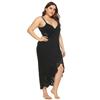 XL-4XL Large Women's Embossed Cut-out Beach Blouse Irregular Dress