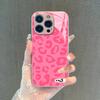 Foreign trade explosion pink leopard print mobile phone case Apple 15promax personalized creative glass protective case iPhone17