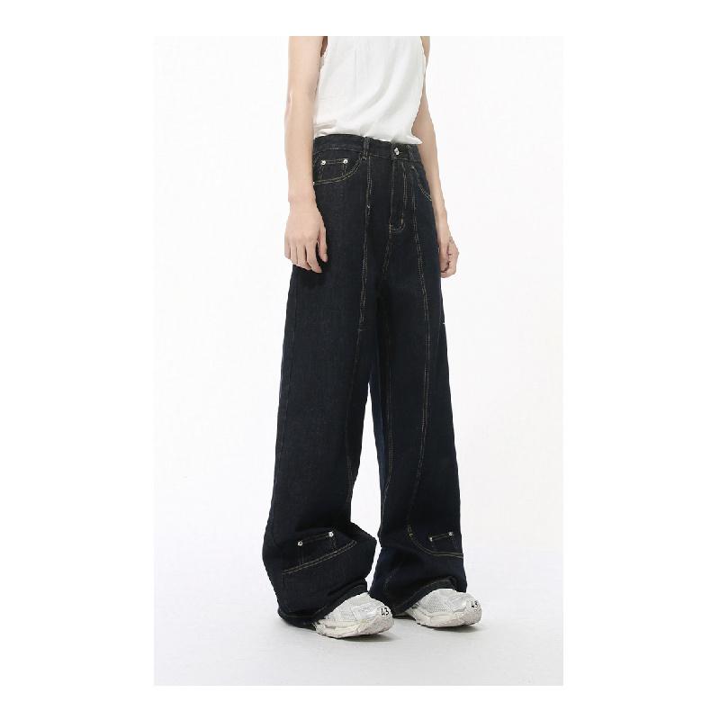 2026 New Model Personalized Design Wide-Leg Straight Jeans Men's Casual Trousers