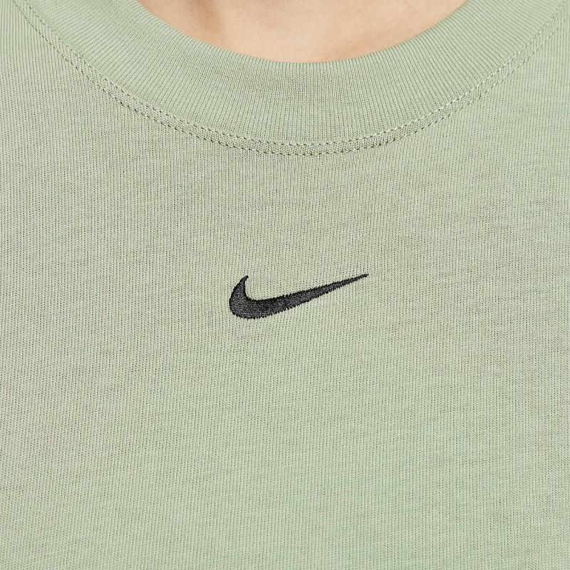 Nike Sportswear Essential Solid Logo Embroidered Round Neck Short Sleeve Drop Shoulder T-Shirt Women T-Shirt Oil-Green DD1238-387