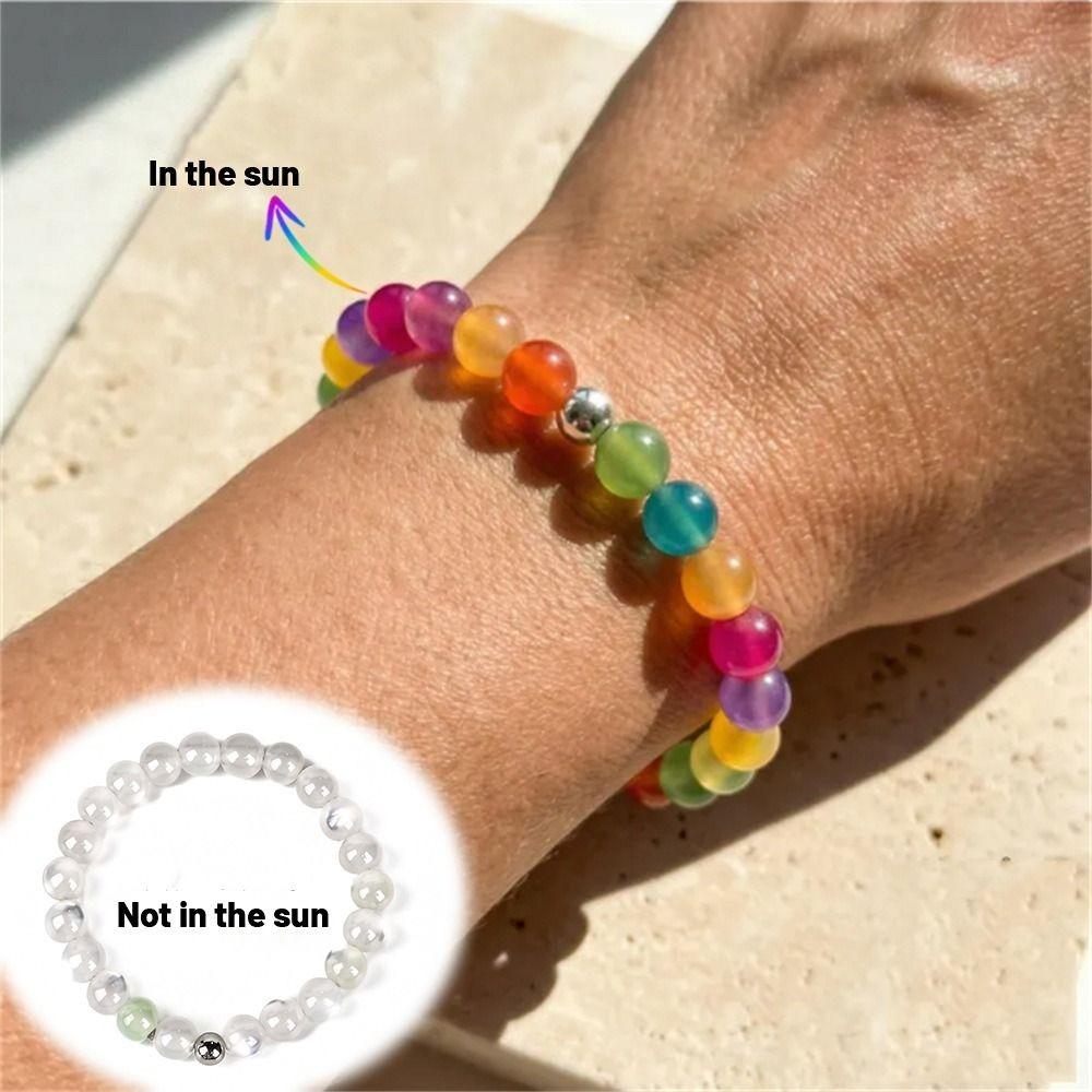 UV-reaktives Perlen-Halsketten-Armband-Set Katzenauge UV-reaktiver Choker Tägliches Tragen