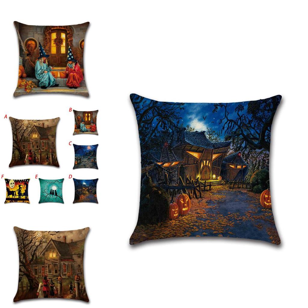 High-quality Flax Halloween Pumpkin Pillow Covers For Witch And Haunted House Decor