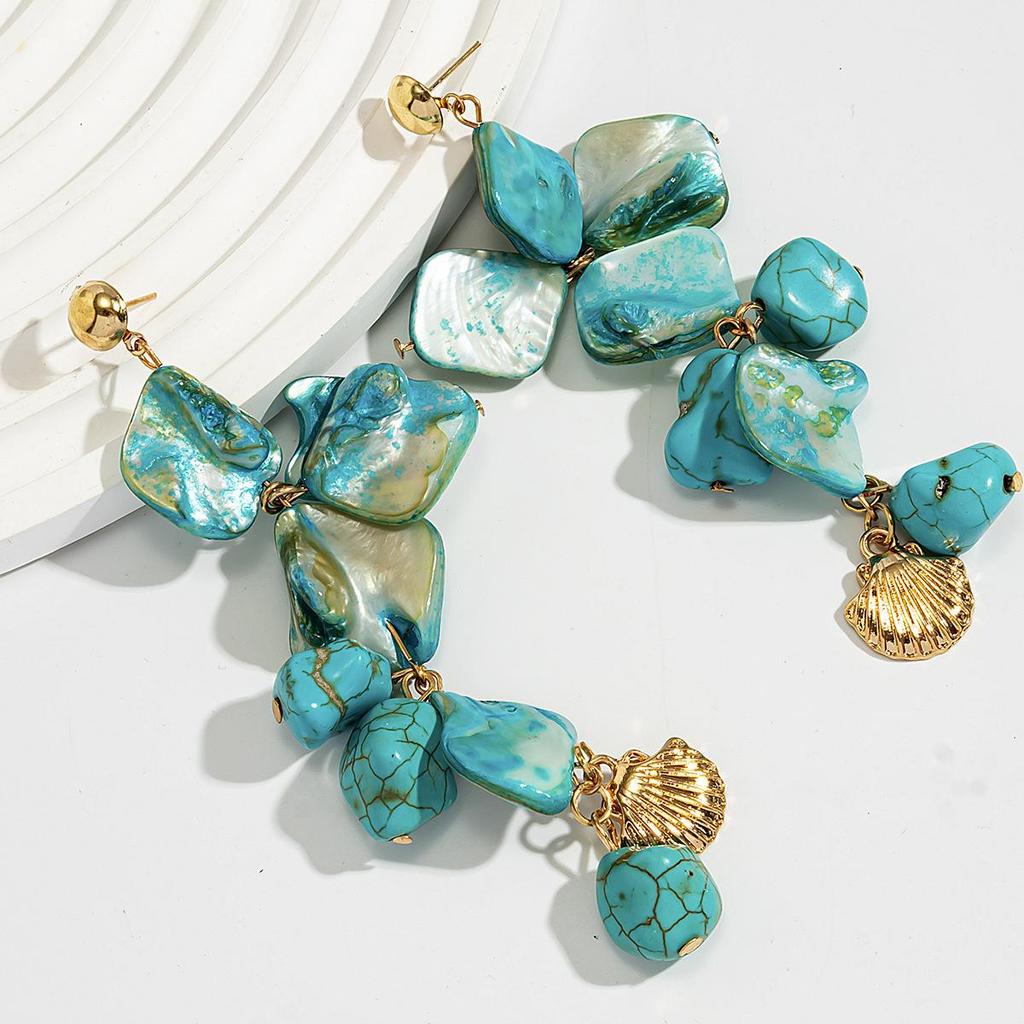 2026 European Cross-Border Starfish & Shell Alloy Necklace - Retro Summer Mermaid Design