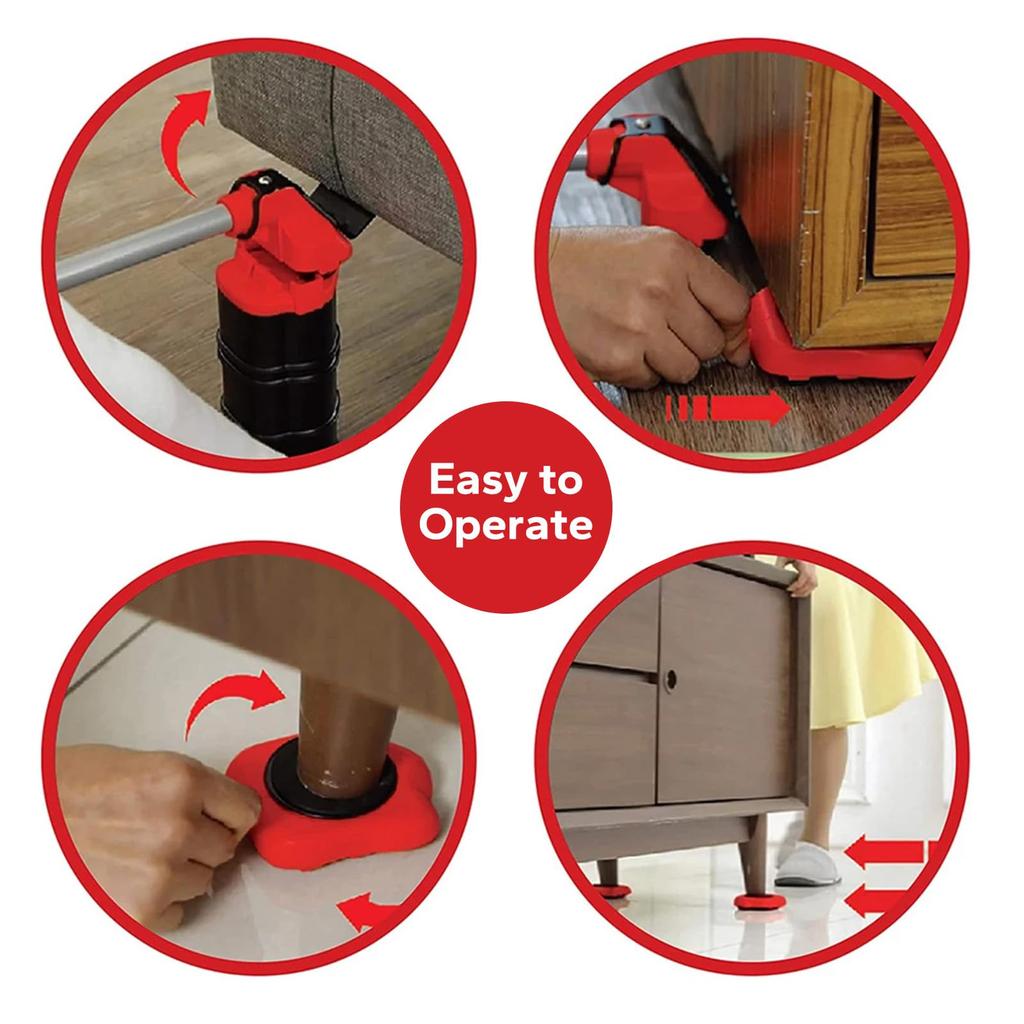 Furniture Lift Mover, Furniture Mover with 4 Wheels and Lifter Kit, Furniture Slides for Safe and Easy Movement of Furniture Sofas On Hardwood Floors