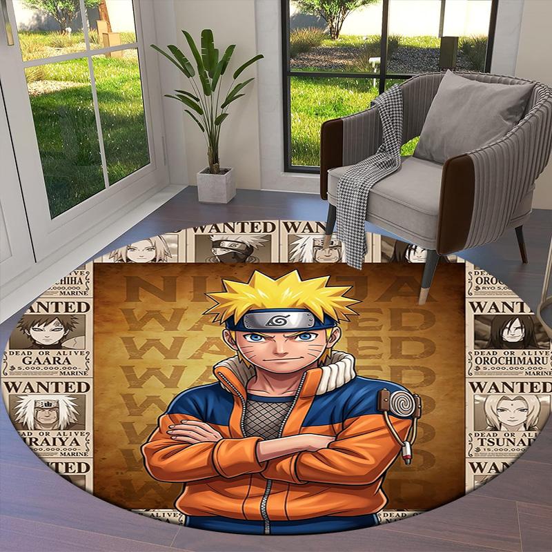 Naruto Poster Round Area Rug Carpet Rug For Living Room Bedroom Sofa Playroom Decor Nonslip Floor Mat