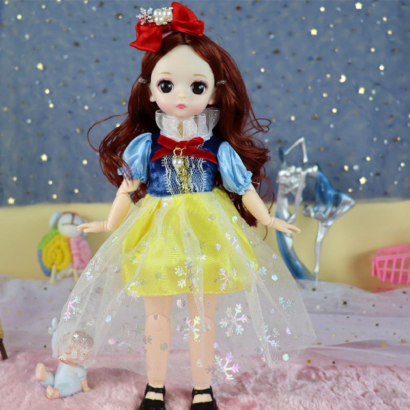30CM Mini Movable Doll Girls Toy 3D Big Eyes BJD Princess Full Outfits Dresses Collection Childrens Doll Gift