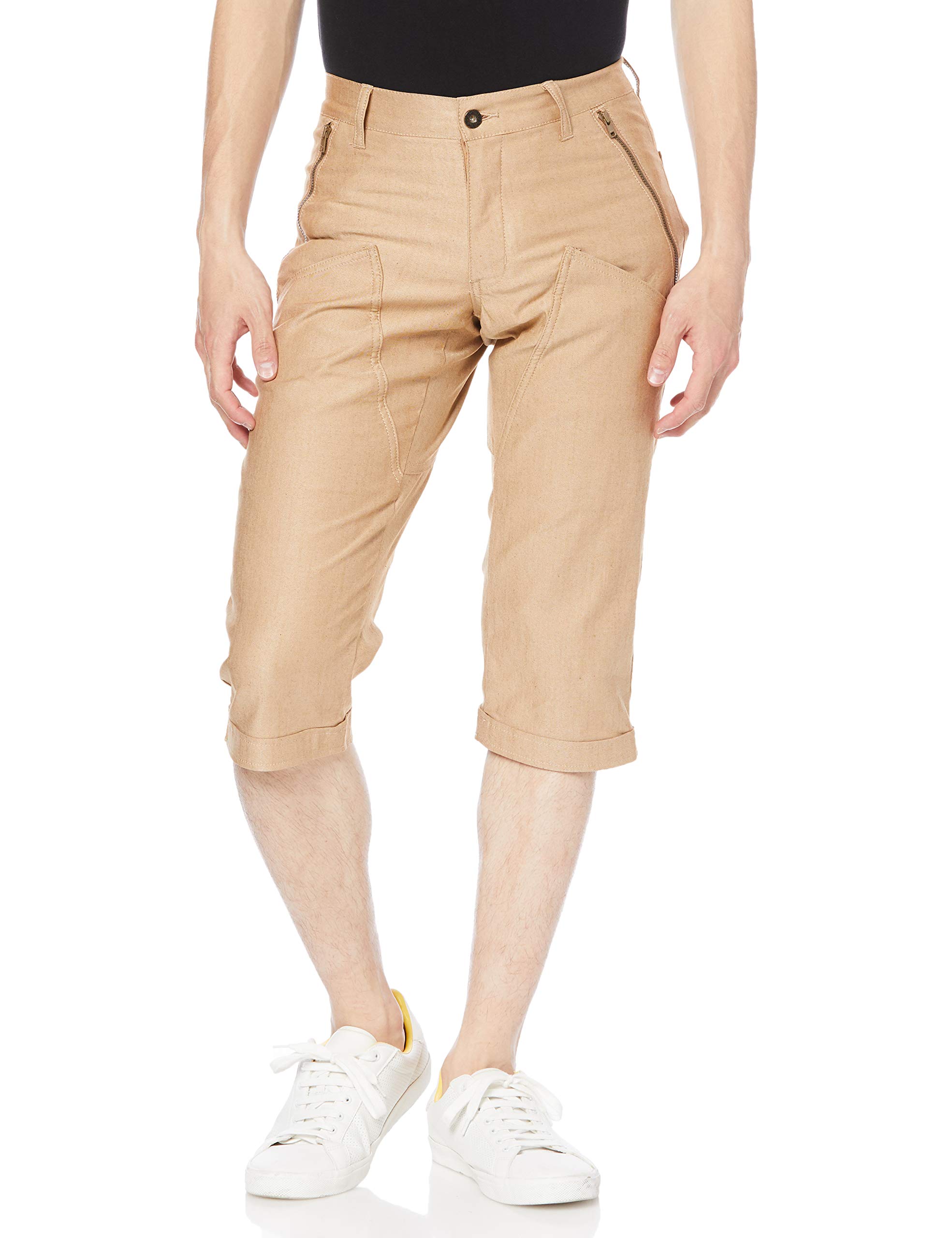 

Kapelmuur Cycling Casual Cropped Pants with Belted Sand XS Pants, Hems, Above-the-Knee Pockets, Beige,