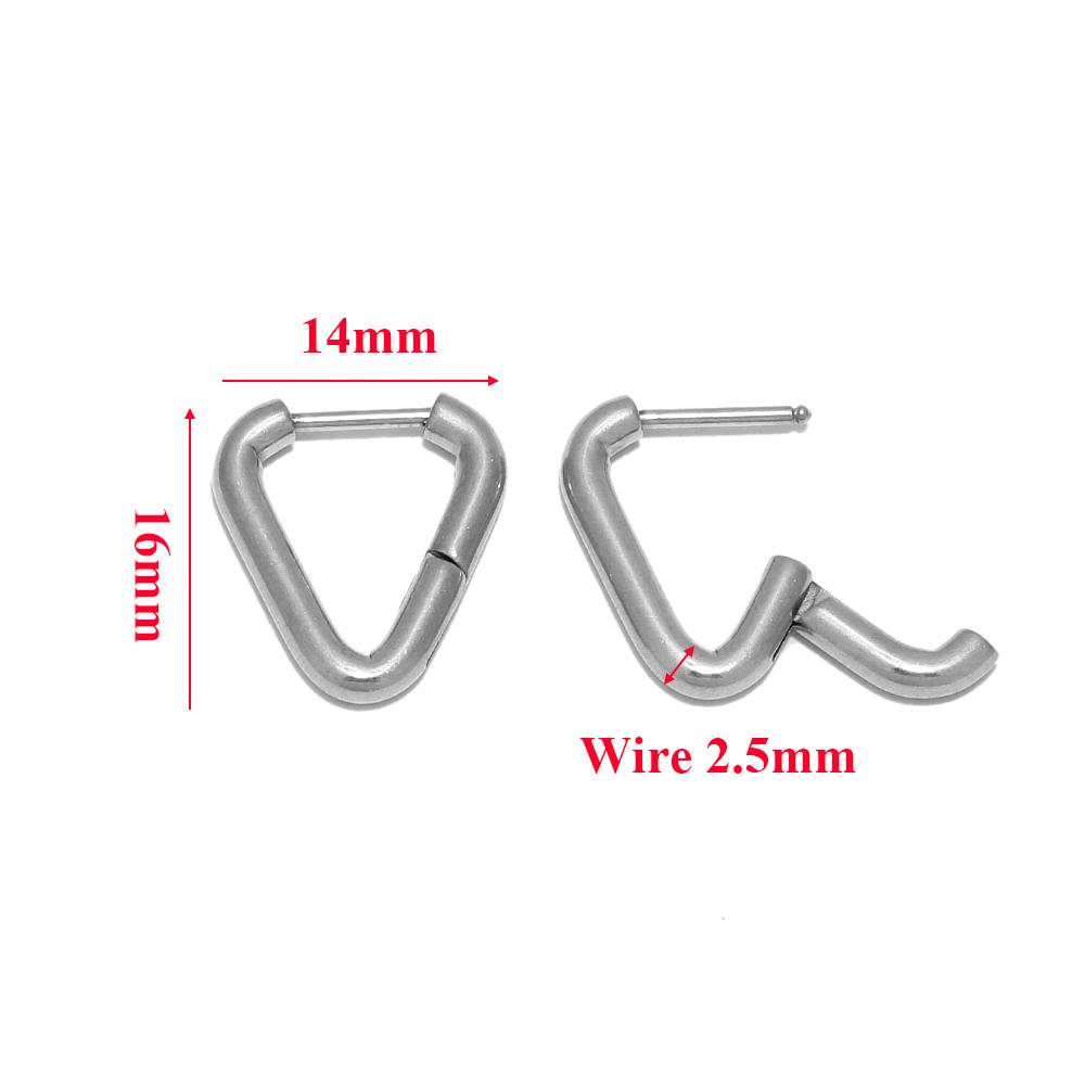 10pcs 304 Stainless Steel Heart Hoop Earrings Wholesale Triangle Women Earring Men Punk Hiphop Gifts Huggie Fashion Jewelry DIY