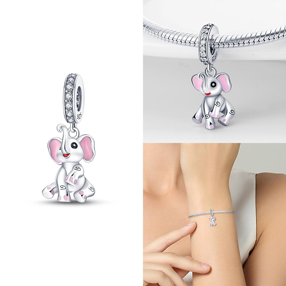 

Red Snake Zircon Squirrel Animal Elephant Bead Fit Bracelet 925 Silver Jewelry Diy Accessory Women Delicate Gift