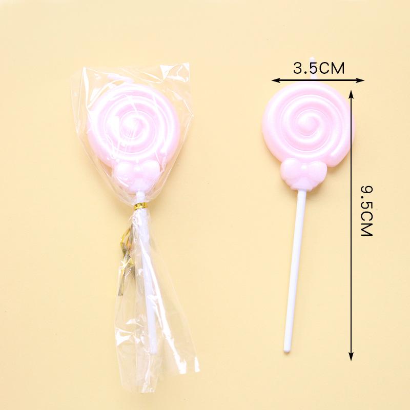Single Bow Candle Beautiful Cake Decoration Plug-in Pink and White Cartoon Lollipop Birthday Candle