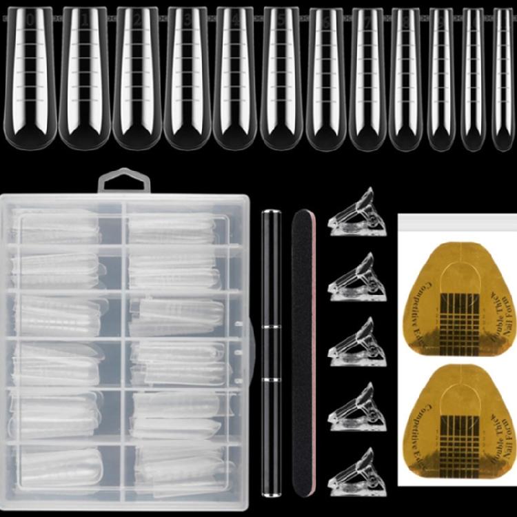 Coffin Nail Tips Set Long Nail Tips for Acrylic Nails Gel Extension Forms Professional Nail Tips Fake Nails Kit