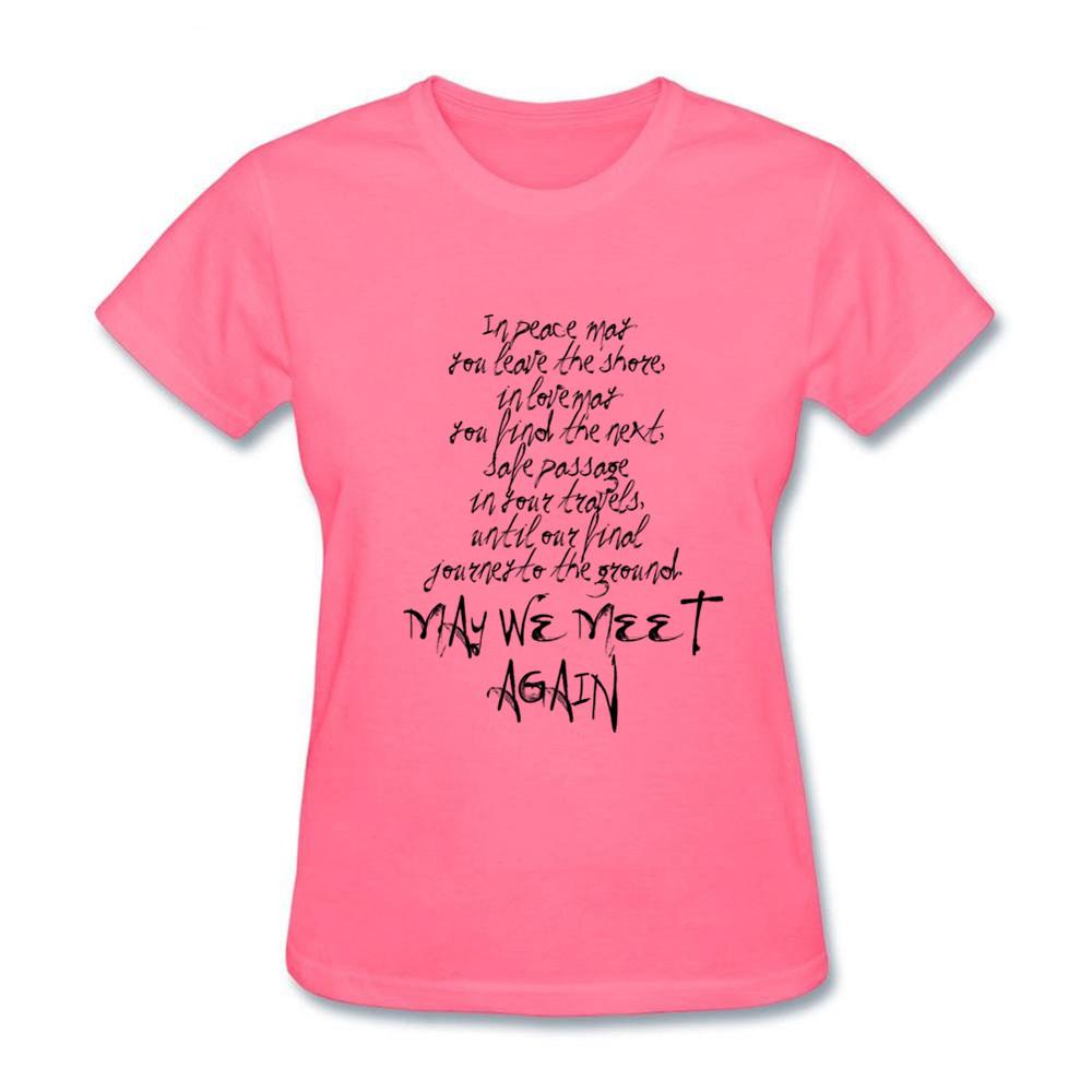 Women Casual T Shirts Summer Ladies Tops White Short Sleeve May We Meet Again Crushed 3XL