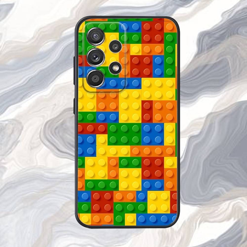 L-Legos B-Bricks Phone Case For Samsung S25,S24,S21,S22,S23,S30,Ultra,S20,Plus,Fe,Lite,Note,10,9,5G Black Cover Samsung S24