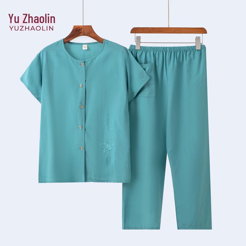 YUZHAOLIN Elderly Women s Plus Size Casual Short Sleeve Set 2XL