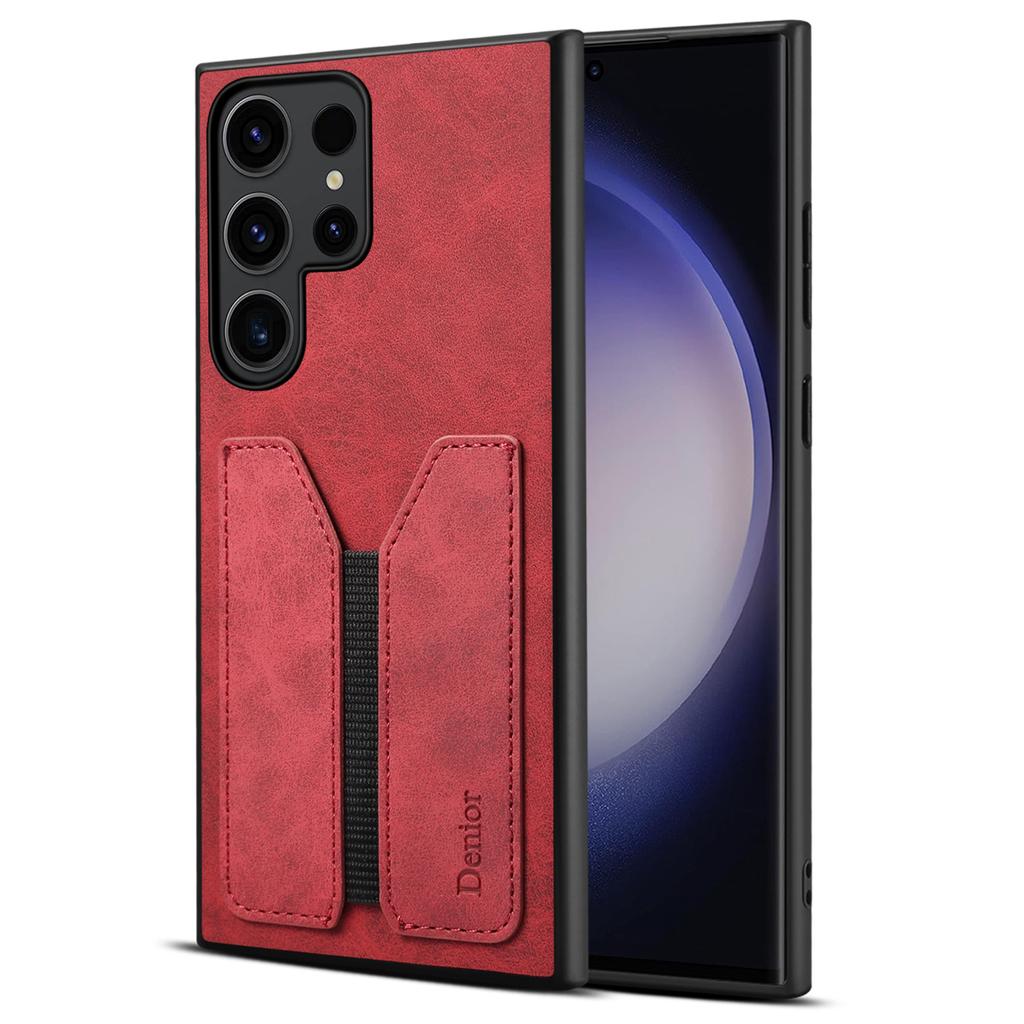 DENIOR Für Samsung Galaxy S24 Ultra Handyhülle Elastischer Kartenhalter PU-Leder Rückabdeckung