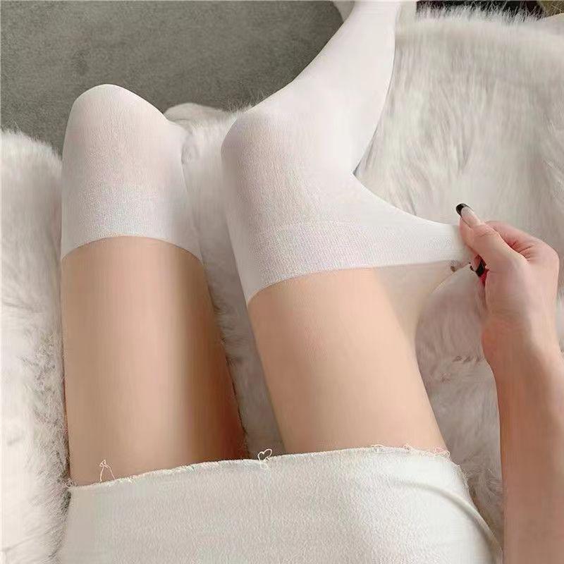 Damen Faux Oberschenkelhohe Gespleißte Strumpfhose - Einteiliger JK-Stil, Frühling/Herbst Dünne Overknee-Strümpfe