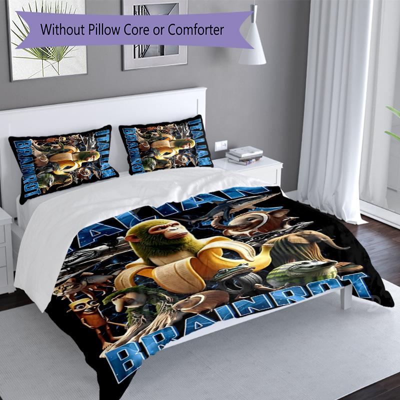 3pcs Italian Brainrot characters8 pattern bedding set duvet cover set includes duvet cover &pillowcases, perfect all season bedroom decoration & gift