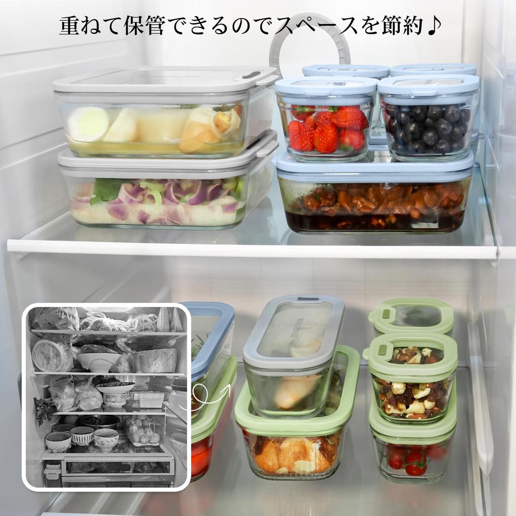BOROHOUSE Heat-Resistant Glass Storage Container Set of 7 (240ml x 4, 560ml x 2, 1370ml x 1) - Microwave, Oven, and Freezer Safe, Silicone Lid, Airtig