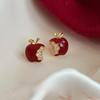 Silver Needle Zircon Apple Christmas Earrings - Elegant, Versatile, High-End Fashion for Women