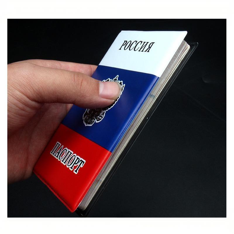 Vintage Russian Passport Cover for Men Waterproof PU Leather Case Slim Lightweight Travel Document Protector Business Use