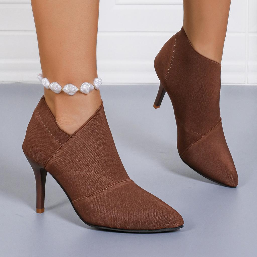 Fashion Spring and Autumn New Solid Tone Pointed Sleeve Wearing Thin Heel Versatile Single Boot Women Comfortable Women's Shoes2024