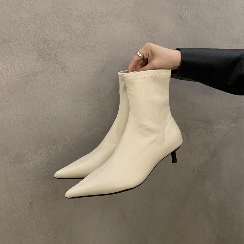 Spring Autumn Women Ankle Boots Fashion Pointed Toe Modern Short Booties Designer High Heels Botas De Mujer